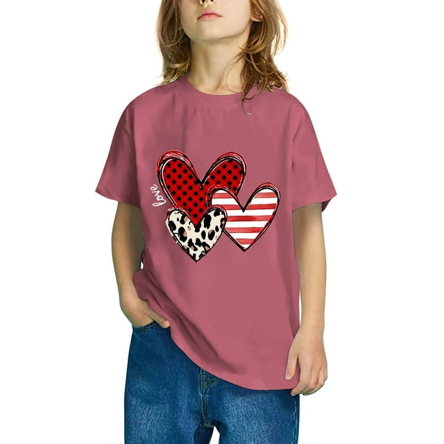 Rbaofujie T-Shirts Graphiques pour Fille T-Shirts Mignons Imprimés Manches Courtes Col Rond T-Shirt d'Été Hauts