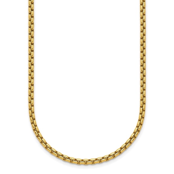 Diamond2Deal 18K Yellow Gold Polished 3.2mm Solid Round Box Chain Necklace for Women 18"