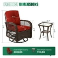 thumbnail image 6 of Clouddwell 3 Piece Patio Furniture Set Swivel Outdoor Chair Wicker Rattan Patio Conversation Set Outdoor Sectional Sofa Set with Coffee Table and Red Cushions, 6 of 7