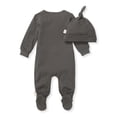 thumbnail image 3 of Burt's Bees Baby Organic Cotton Baby Jumpsuit & Knot Top Hat, Sizes Newborn-12 Months, 3 of 3