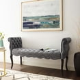 thumbnail image 2 of Modern Contemporary Urban Design Living Room Lounge Club Lobby Tufted Accent Chair Bench, Velvet Fabric, Grey Gray, 2 of 7