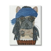 Stupell Industries Pug with Dreads Animals & Insects Painting Gallery Wrapped Canvas Art Print Wall Art, 30 x 40