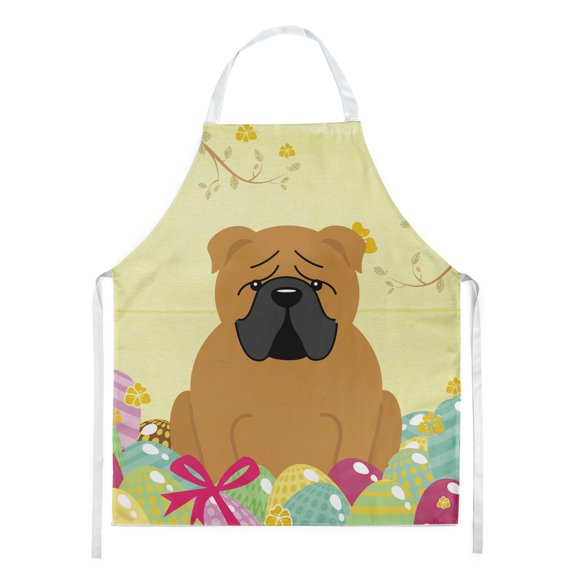 Carolines Treasures BB6122APRON Easter Eggs English Bulldog Red Apron Large multicolor