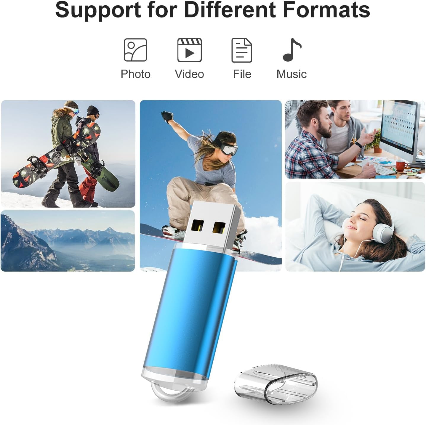 50 Pack 1GB 1G USB Flash Drive USB 2.0 Memory Stick Bulk Thumb Drive Pen Drive Jump Drive-Blue