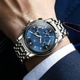 thumbnail image 5 of OLEVS Watches for Men, Mens Watches Quartz Silver Stainless Steel Waterproof Luminous Business Calendar Wrist Watch reloj para hombre Blue Dial, 5 of 12