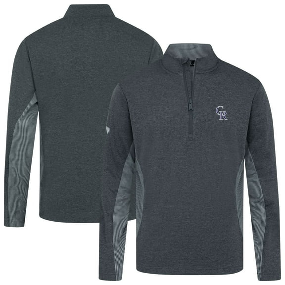 Men's Levelwear Heather Black Colorado Rockies Waffle Insignia 2.0 Quarter-Zip Pullover