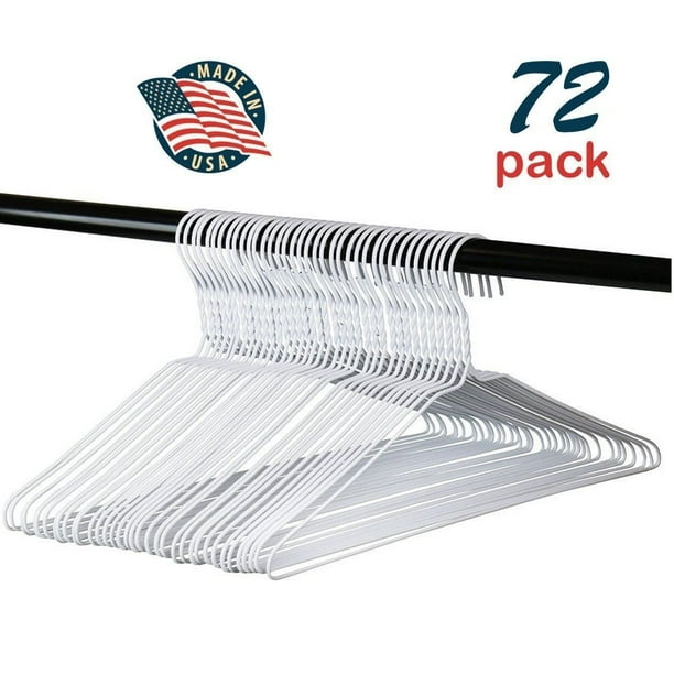 Hangorize Vinyl Coated Wire Metal Hangers, White, Standard adult size
