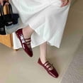 thumbnail image 3 of Zapatos Mary Jane de piel suave con hebilla poco profunda y punta cuadrada para mujer, elegantes, de tacón bajo, 3 of 5