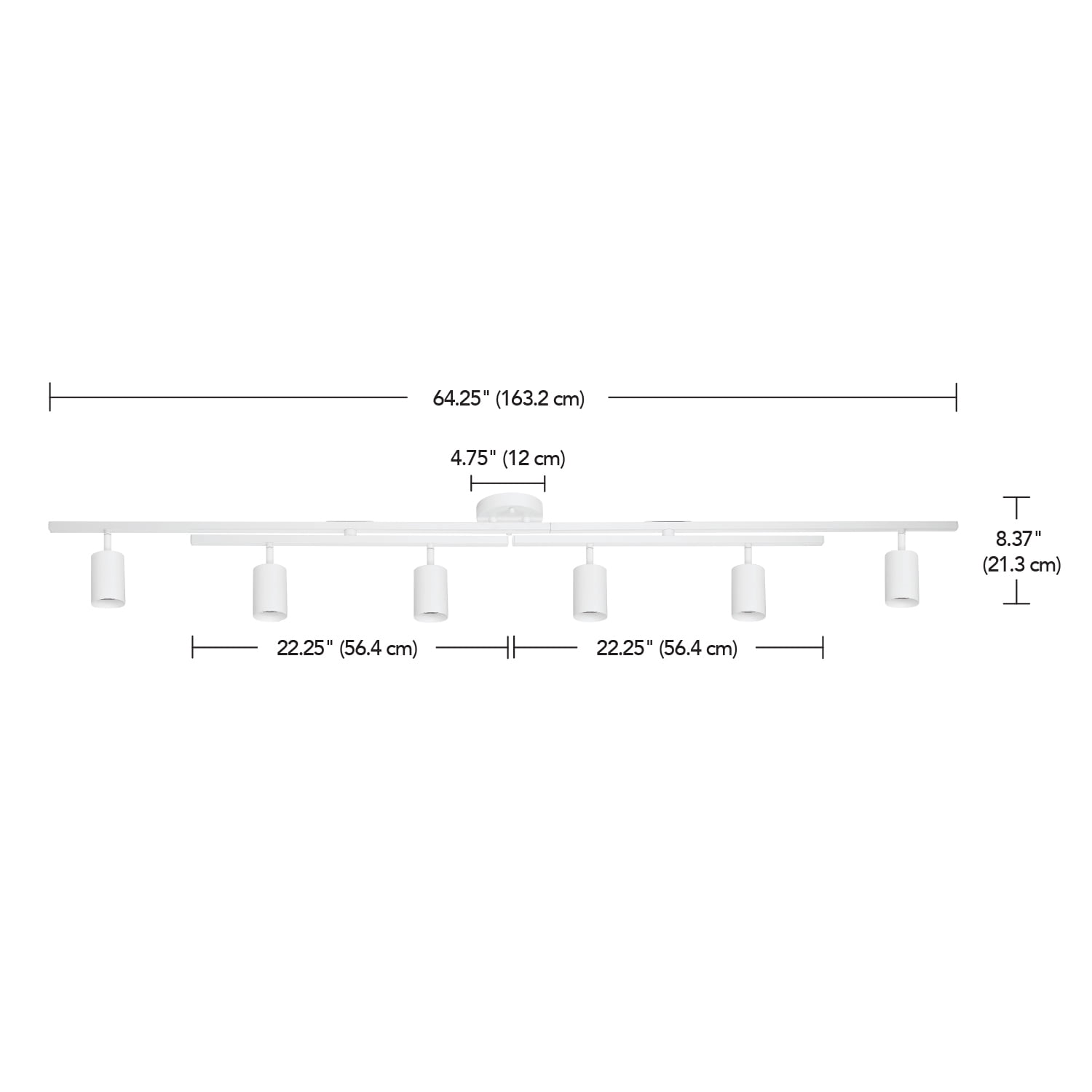 Globe Electric 64" Minimalist 6-Light Matte White Track Light Swivel Bars Pivoting Track Heads