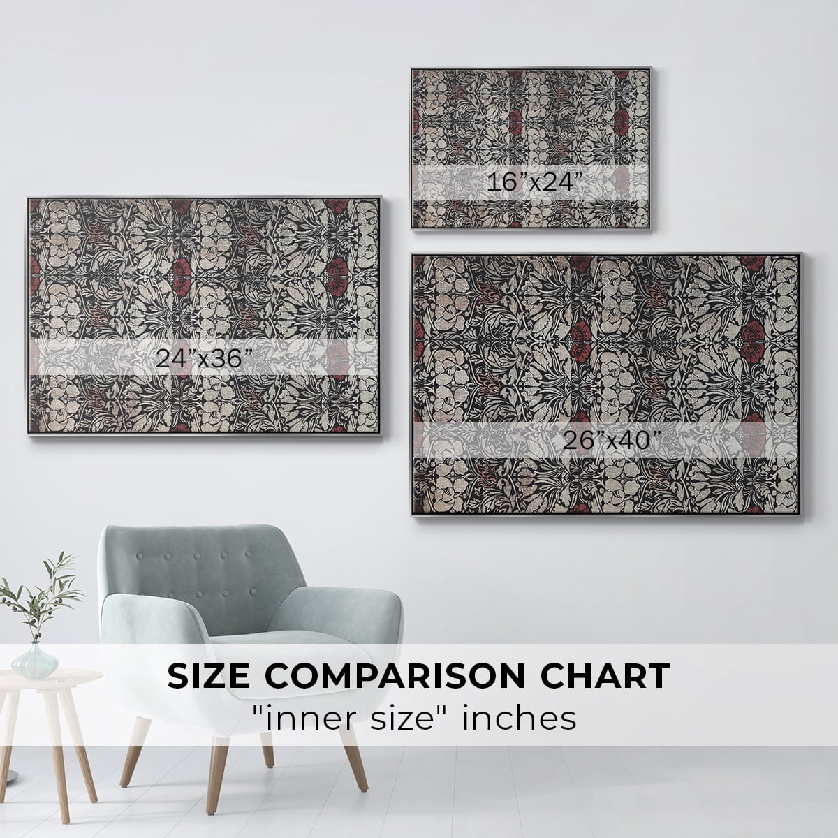 Vintage Abstract Print-XXII Framed in Silver Wood Gallery Wrapped Canvas 27 in. x 41 in.