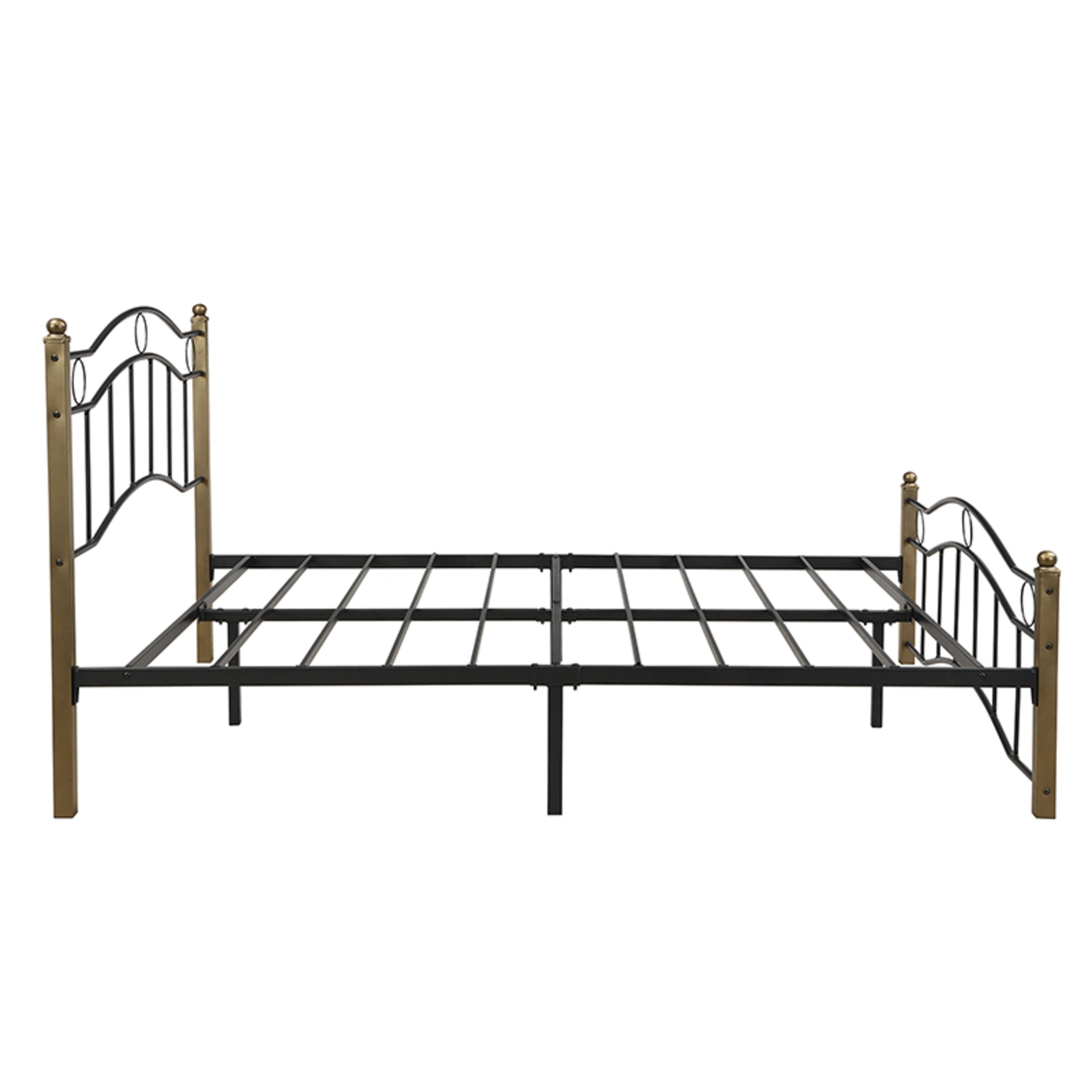Christopher Knight Home Contemporary Full Size Metal Bed Frame with Wavy Headboard and Footboard, Black+Gold