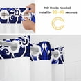 thumbnail image 5 of Blue Boho Floral, No Hook Shower Curtain Waterproof, Bathroom Curtains with Snap in Liners and See Through Top Window, Abstract Oriental Bohemian Flower Hotel Style Bathtub Curtains Shower 36"Wx78"L, 5 of 8