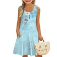thumbnail image 3 of LTTVQM Spring Dresses for Girls Size 7-8 Sleeveless Floral Graphic Sundresses Comfy Round Neck Tank Dress Fashion Midi Dresses with Pockets Sky Blue 7-8, 3 of 7