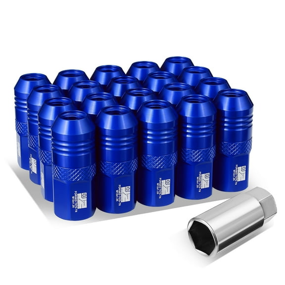 J2 Engineering 20Pcs Blue M12 x 1.25 Wheel Tire Lug Nuts Open End Aluminum Replacement with Adapter J2-LN-T7-040-125-BL