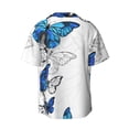 thumbnail image 4 of Goofa Blue Flying Butterflies Printed Men's Casual Short-sleeved Shirt,Lightweight Breathable Button-down,Summer Casual men's top,Versatile Fashion shirt-Small, 4 of 7