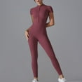 thumbnail image 2 of ABATAB Womens Workout Jumpsuit One Piece Zip up Romper Seamless Slim Fit Yoga Unitard Short Sleeve Exercise Running Outfits, 2 of 7