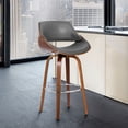 thumbnail image 6 of Mona Contemporary 26" Counter Height Swivel Barstool in Walnut Wood Finish and Grey Faux Leather, 6 of 6