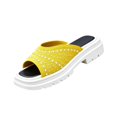 thumbnail image 2 of HTHLVMD Embellished Casual Sandals, Sparkly Rhinestone Slides, Party Style Slide Shoes, Ladies Open Toe Slippers With Rhinestone Accent and Woven Mesh Upper for Casual Spring Summer Wear, Yellow 8.5, 2 of 6