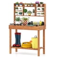 thumbnail image 1 of Costway Table Banc de Rempotage avec Plateau Rabattable, Étagères de Rangement pour Patio, Véranda, Balcon Brun, 1 of 10