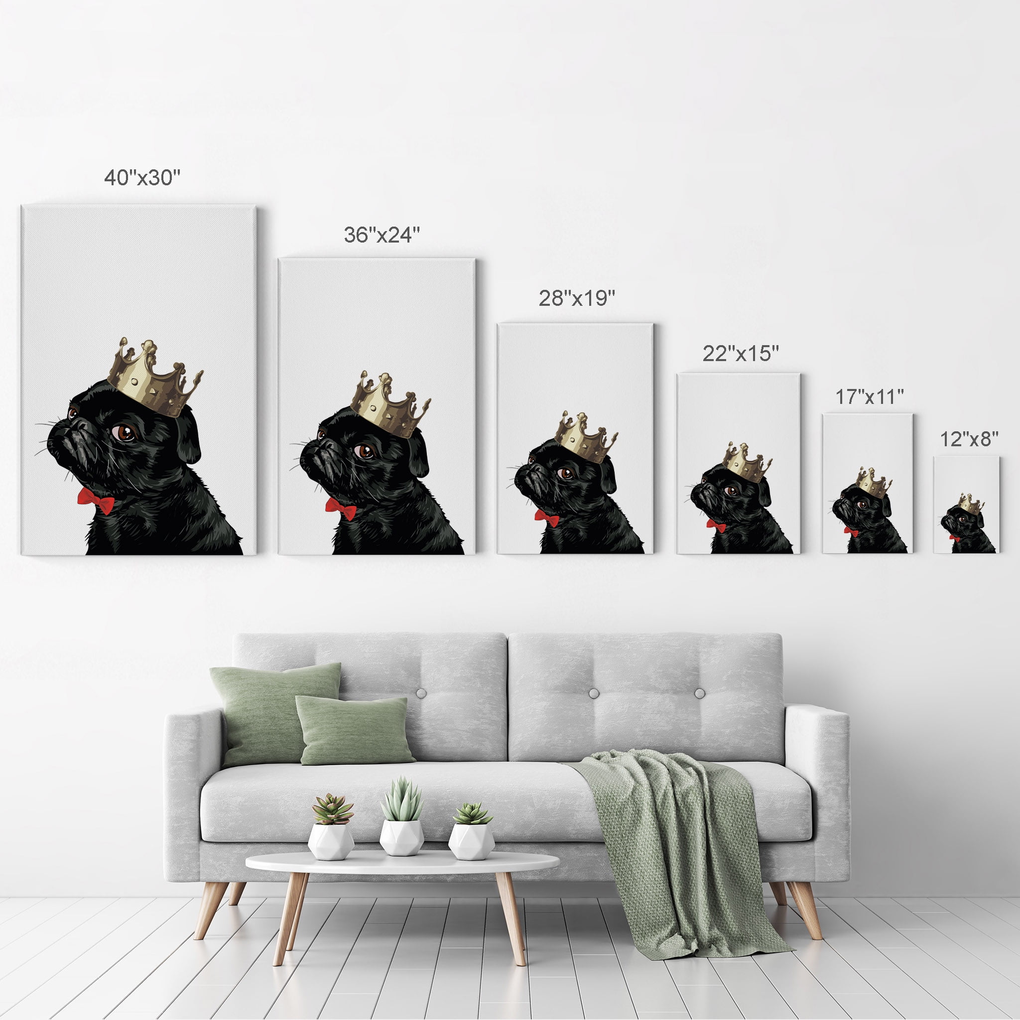 Smile Art Design Portrait of King White English Bulldog with Crown Animal  Canvas Wall Art Print Pet Owner Dog Lover Mom Dad Gift Living Room Bedroom  Kids Baby Nursery Room Decor 