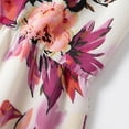 thumbnail image 5 of BRGZLK Womens Midi Dress Summer Floral Print V-Neck Striped Dress Short Sleeved Flowy Dress Retro Lightweight Casual Vacation Beach Dress, 5 of 7