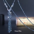 thumbnail image 3 of Collier Pull Perles de Cristal Pailleté Long Collier à Pompons pour Femmes, 3 of 10
