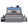 thumbnail image 1 of VASAGLE LED Bed Frame Full Size with Headboard and 4 Drawers, 1 USB Port and 1 Type C Port, Adjustable Upholstered Headboard, No Box Spring Needed, 1 of 7
