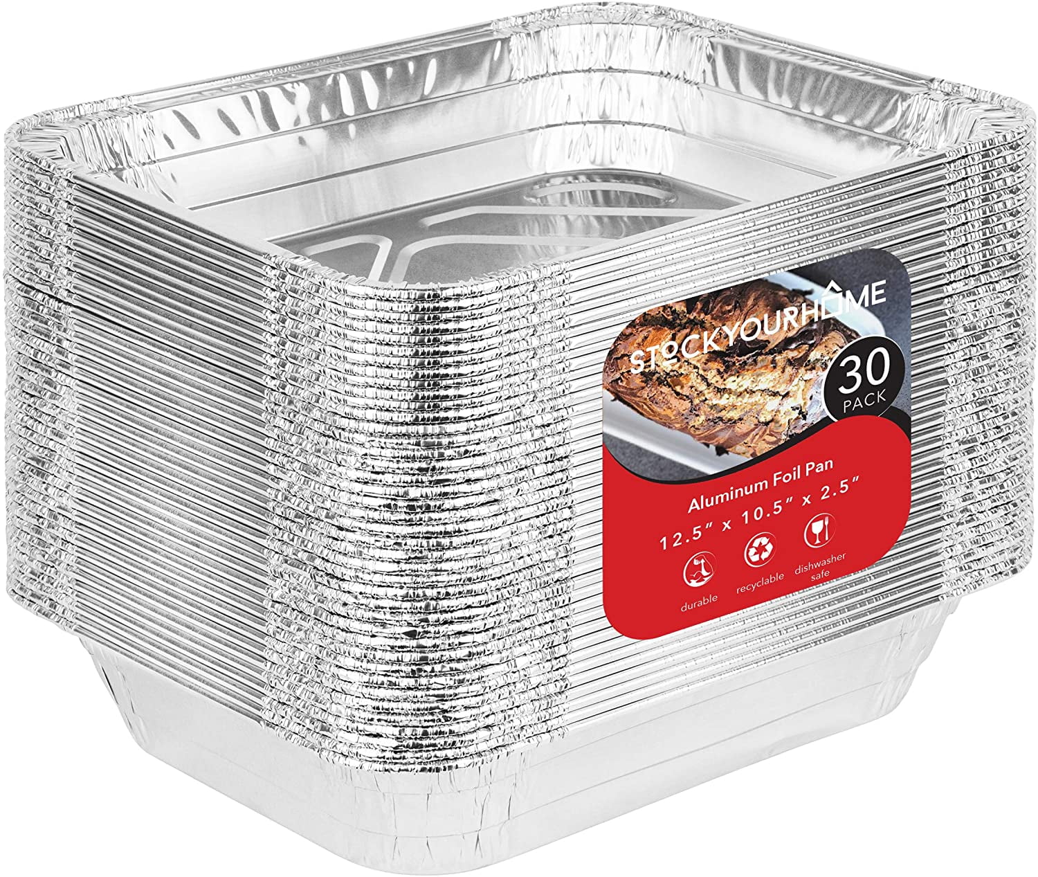 Stock Your Home 8 x 8 Disposable Square Aluminum Pans with Foil Lids 20 Count 