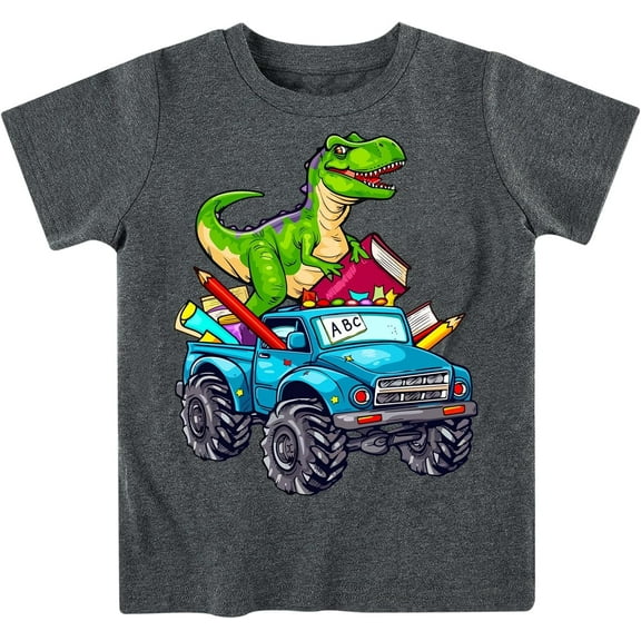 NEFIYLUXP Boys First Day of School Shirt, Cute Pattern T-Shirt, Toddler's Back to School Clothes, Short Sleeve Summer Top