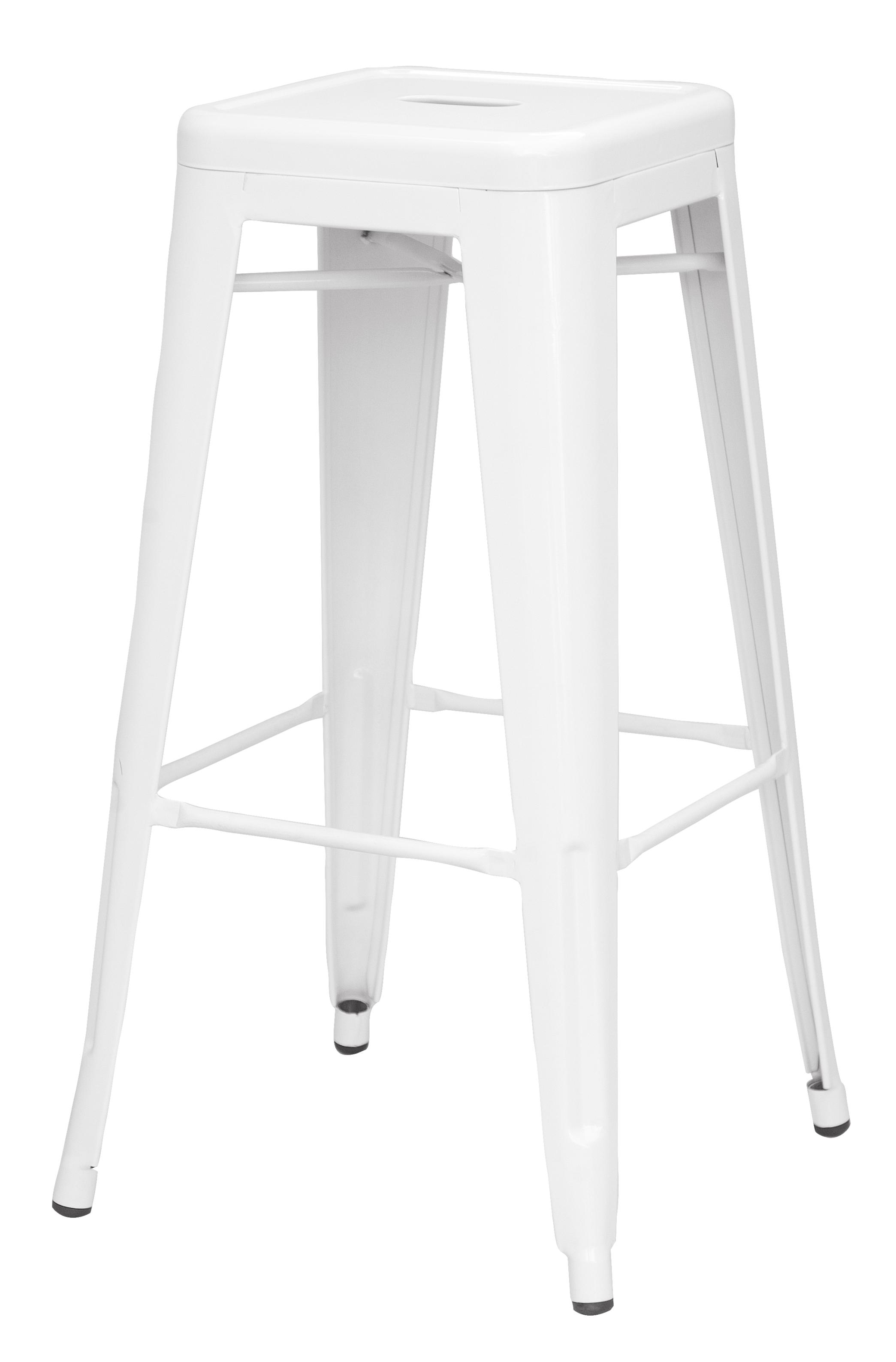 Galvanized Steel Bar StoolFinishWhite,QuantitySet of 4