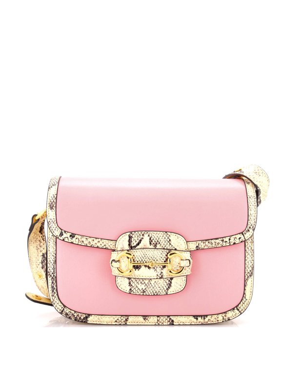 Pre-Owned Horsebit 1955 Shoulder Bag Leather with Python Small By Rebag