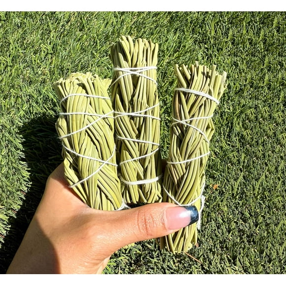 Set of 10 Thick Sweetgrass Braids & Sage Bundles – 4" Smudge Sticks for Cleansing, Meditation & Spiritual Rituals, Handmade Natural Smudge Sticks, Sage Bundles for Cleansing Negative Energy