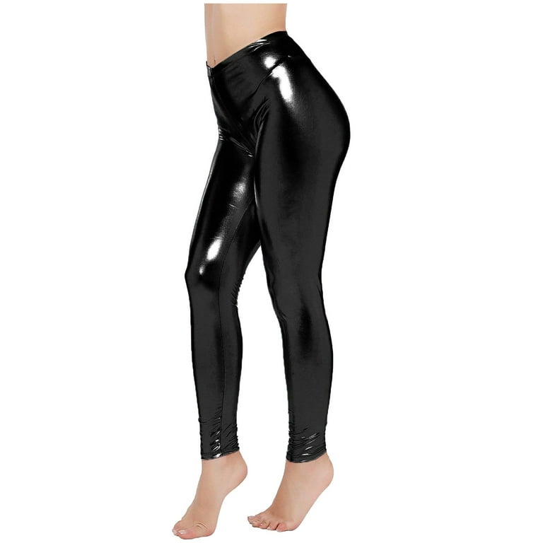 nsendm Clubwear Shiny Leather Leggings Body Tight Trousers Pants Womens  Pants 80s Pants Pants Black X-Large