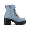 thumbnail image 3 of BLISSFUL STEP Women's Boots Zip Block Heel Platform Ankle Combat Boots Denim Blue 8.5, 3 of 8