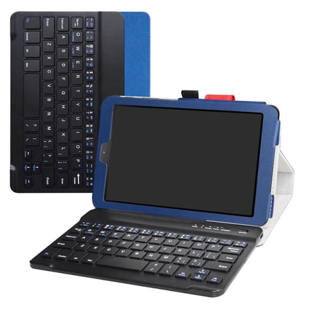 Labanema 8.0" Samsung Galaxy Tab A 8.0 2018 SM-T387 Bluetooth Keyboard Case, PU Leather Folio Stand Protective Case, Cover for 8.0" Samsung Galaxy Tab A 8.0 2018 SM-T387 (Blue)