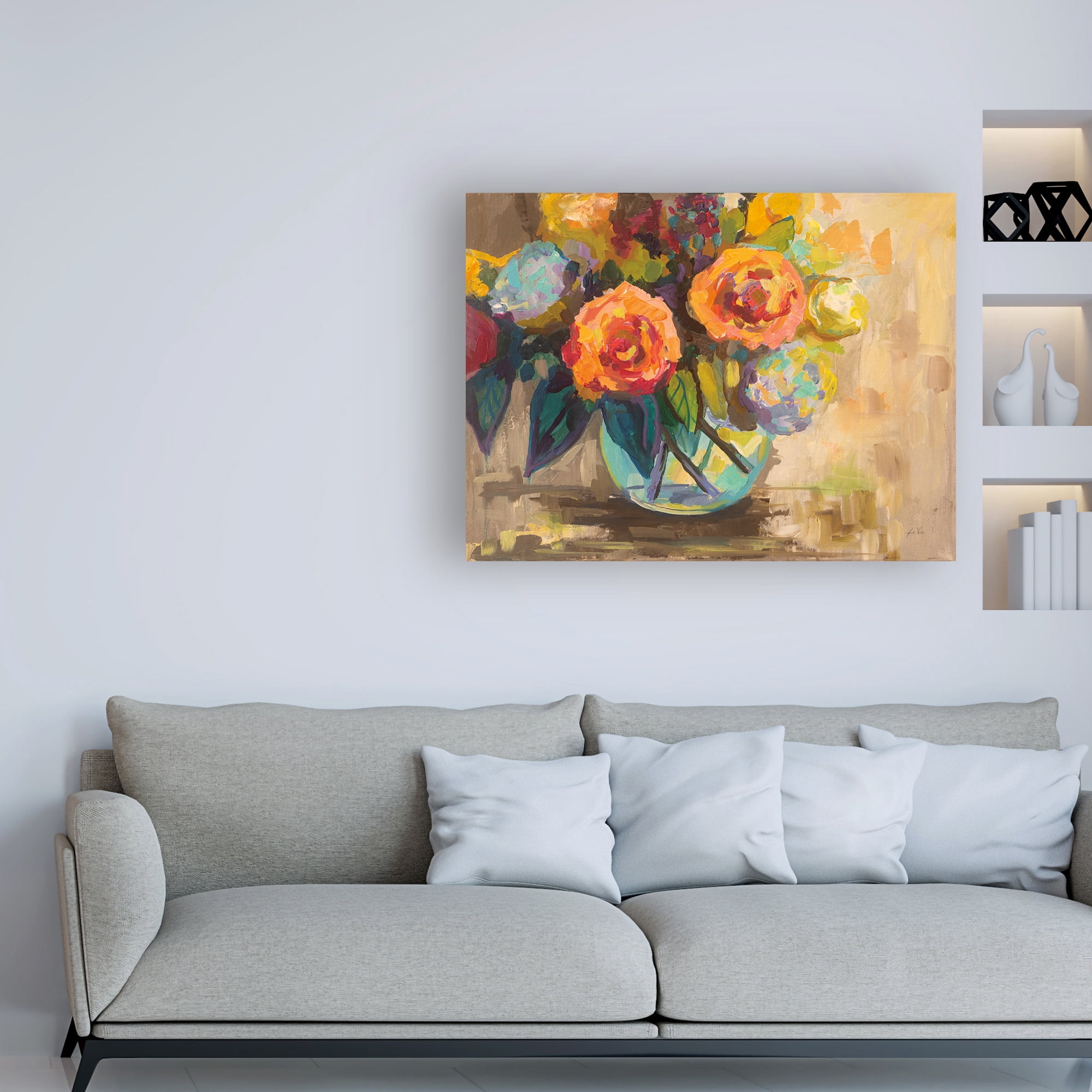 Trademark Fine Art 'The Couple Orange And Blue' Canvas Art by Jeanette Vertentes