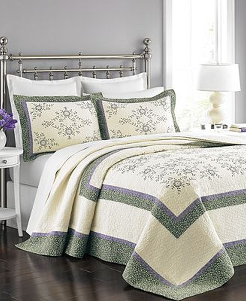 Martha Stewart Collection Valencia Eyelet Bedspread Ivory/Purple King