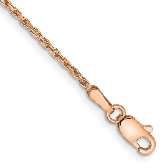 Auriga Fine Jewelry 14K Rose Gold 1.5mm Diamond Cut Rope Anklet 9inch for Women