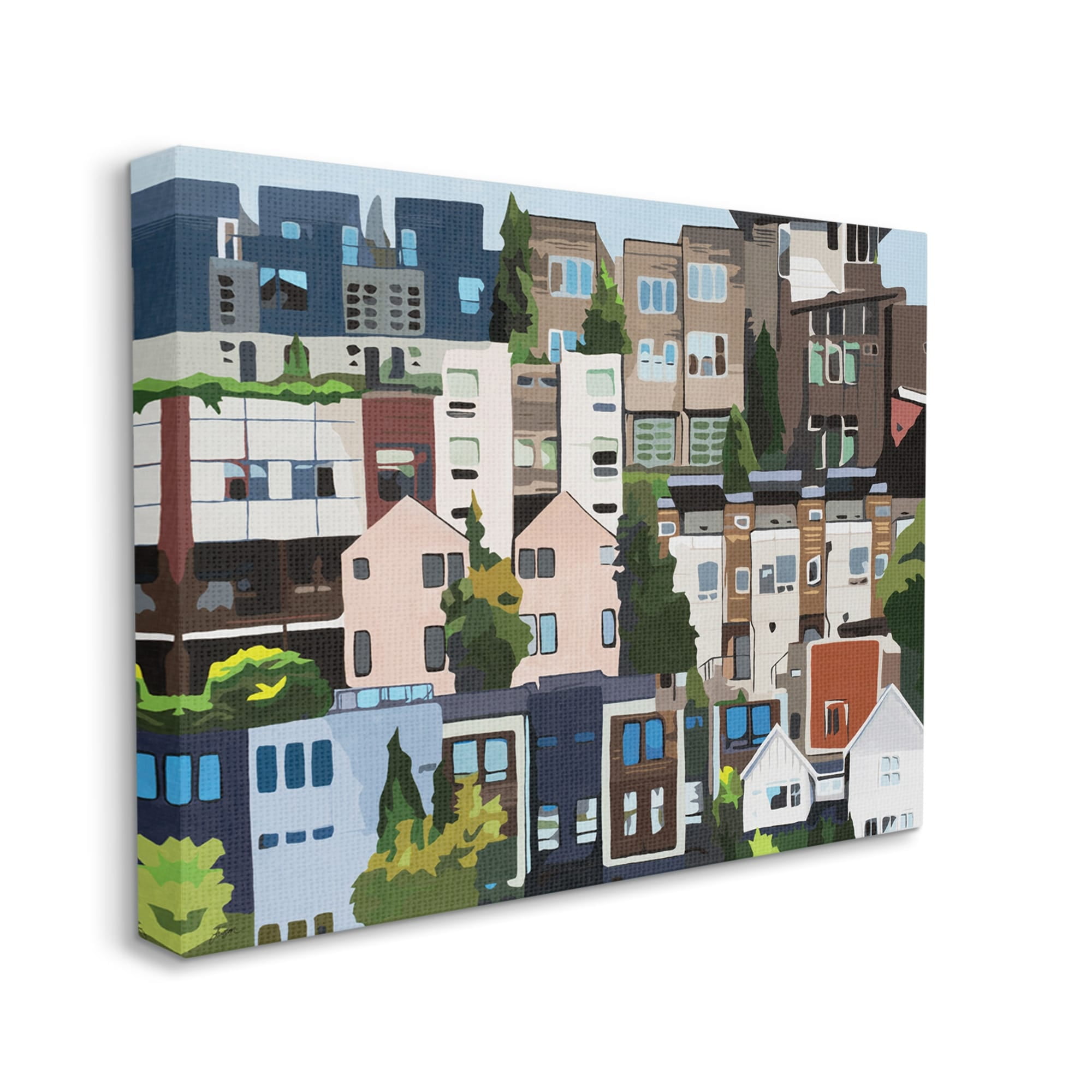 Stupell Industries Urban Apartments Cityscape Colorful Abstract Trees,16 x 20,Designed by Beth Ann Lawson