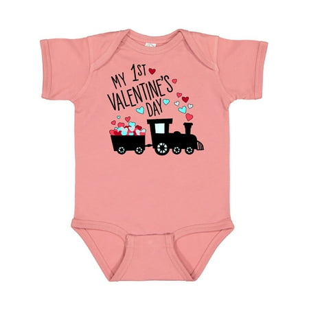 

Inktastic My First Valentines Day- train Gift Baby Boy or Baby Girl Bodysuit