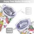 thumbnail image 5 of 40oz Colorful Botanical Mushroom Stainless Steel Flip Straw Tumbler Spill Proof Travel Cup Double Wall Vacuum Insulated Coffee Mug with Top Handle, 5 of 6