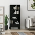 thumbnail image 3 of Simpli Home Harper 60 inch x 24 inch Solid Wood Mid Century Modern Bookcase with Storage in Black, 3 of 9