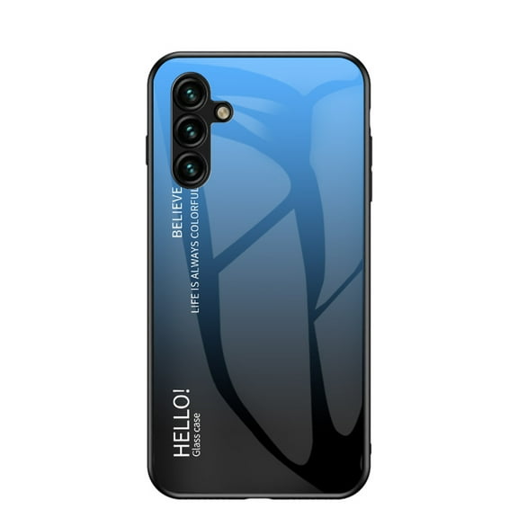for Samsung Galaxy A35 Case,Tempered Glass Gradient Color Pattern TPU Frame Hybrid Slim case for Samsung Galaxy A35, Case Anti-Scratch Anti-Drop Anti-fingerprint, Blue