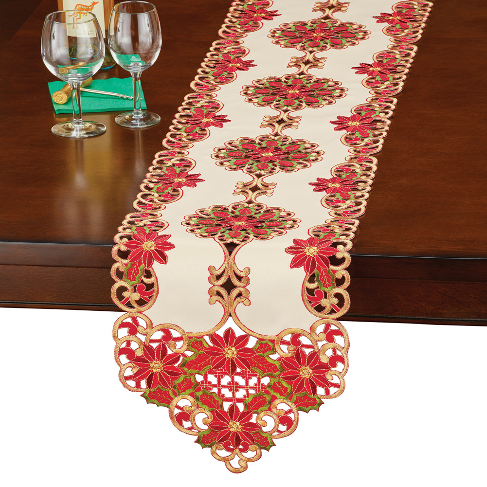 Fire flame halloween led fake light prop lamp decoration night flickering 3d christmas simulated electronic indoor walmart Christmas Poinsettia Table Runner / Topper Linens, Elegant Cut Work