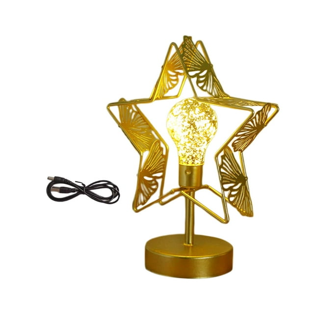 Lámpara de noche de decoración navideña, artesanías Eid de hierro metálico, luz nocturna decorativa de Eid para fiesta, centro de mesa, vacaciones de Estrella Salvador Luz de la noche de Eid