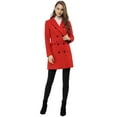 thumbnail image 3 of Unique Bargains Women's Notched Lapel Collar Double Breasted Mid Length Overcoat, 3 of 6