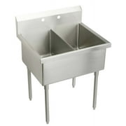 Elkay Wnsf82364 Weldbilt Stainless Steel 39" Floor Mount Double Bowl Food Service Scullery
