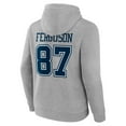 thumbnail image 3 of Men's Jake Ferguson Gray Dallas Cowboys Icon Player Name & Number Pullover Hoodie, 3 of 3