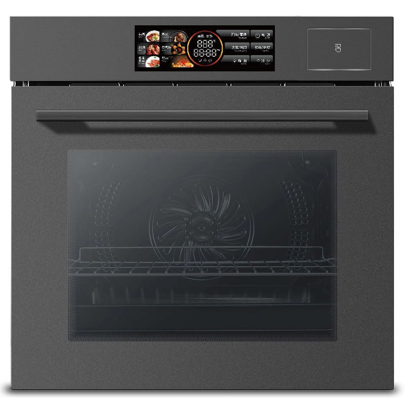24" Electric Single Wall Oven 3000W COLOUR LED SCREEN- 2.5Cu.Ft Large Capacity, 5 Working Functions, Double Layer Tempered Glass Door, Stainless Steel Finish, Easy Cleaning
