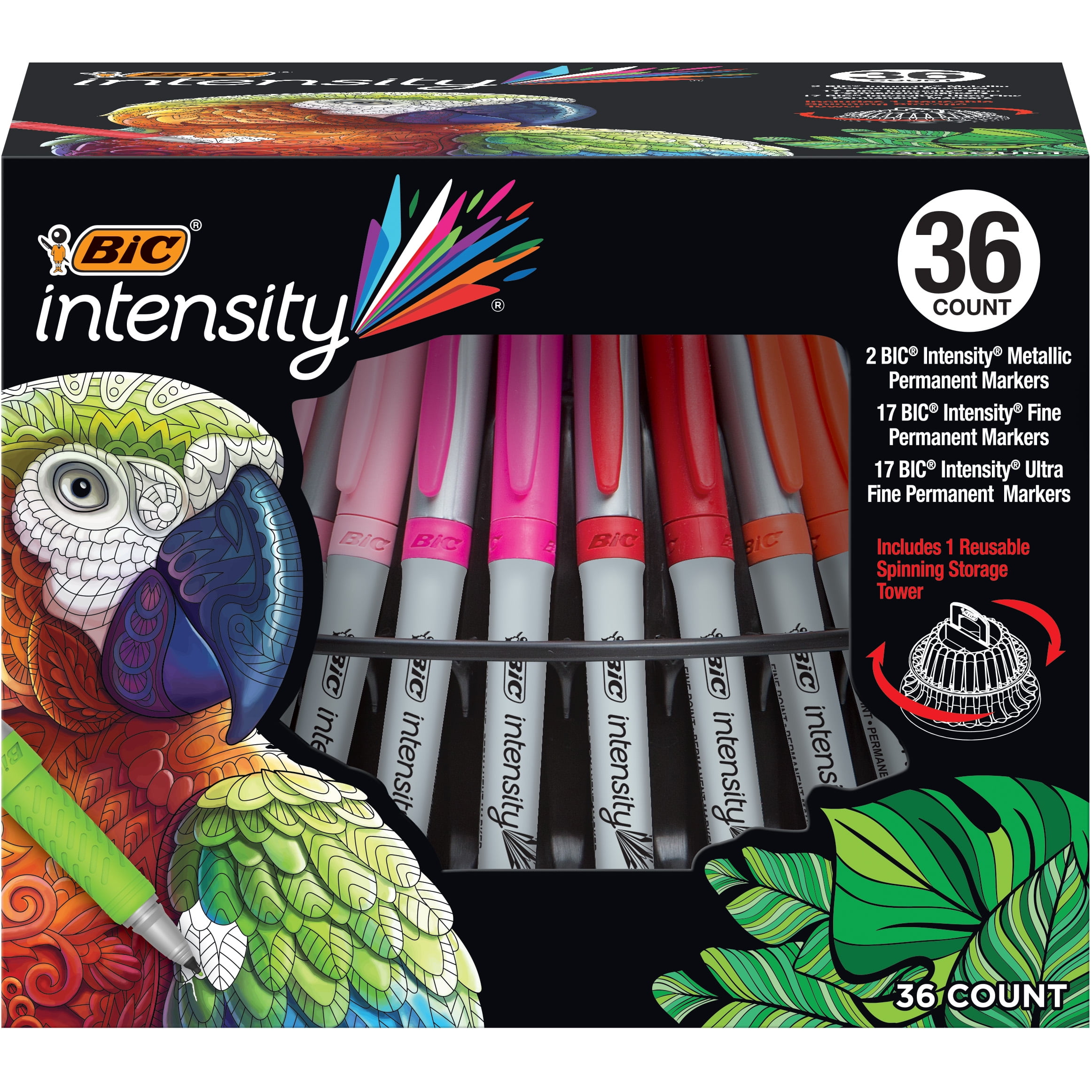 BIC Intensity Permanent Markers Spinning Storage Tower, 36 Count